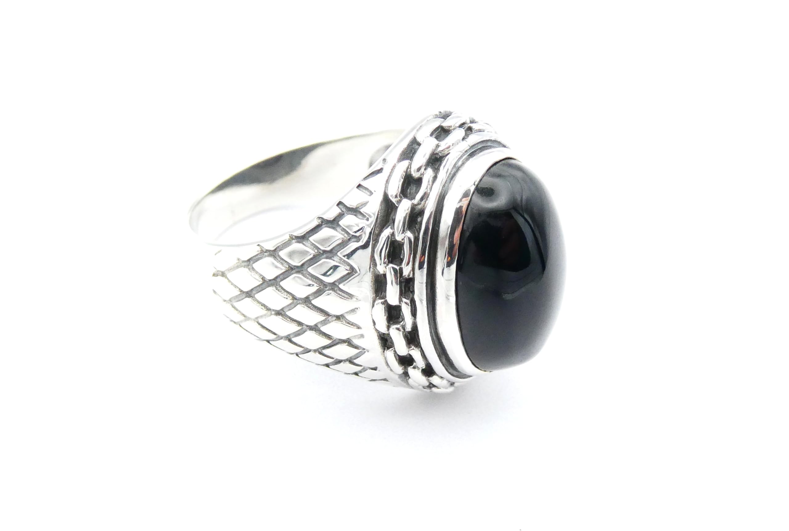 Solid Sterling Silver Onyx Men's Ring - Finger Sizes J to Z Available, Sterling Silver, Onyx
