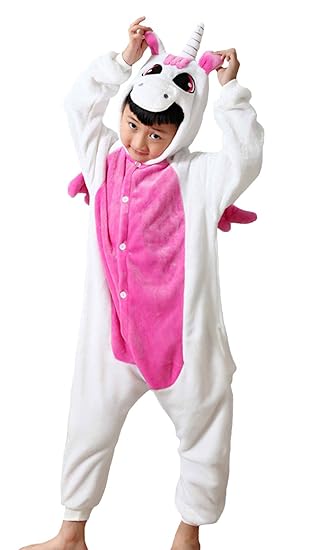 DEBAIJIA Kinder Tiere Kostüme Jumpsuit Jungen Mädchen Flanell Karneval Overall Pyjama Tieranzüge Onesie