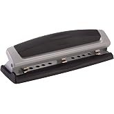 Swingline 3 Hole Punch, 10 Sheet Capacity Three Hole Puncher 3 Ring, Adjustable 2-3 Hole Paper Punch, Precision Pro, Black &amp; Silver (74037)