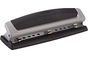 Swingline 3 Hole Punch, 10 Sheet Capacity Three Hole Puncher 3 Ring, Adjustable 2-3 Hole Paper Punch, Precision Pro, Black & Silver (74037)