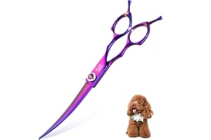 JASON 7.5" Dog Grooming Scisssors - Professional Curved Shears for Dogs, Japanese 440C Stainless Steel Dog Cutting Scissors with Diamond Adjustable Screw