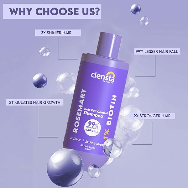 CLENSTA ROSEMARY ANTI HAIR LOSS SHAMPOO | 8.45 FL OZ (250ML) | STRENGTHENS HAIR & ADDS SHINE | WITH BIOTIN FOR HAIR GROWTH | SULFATE FREE | FOR MEN & WOMEN