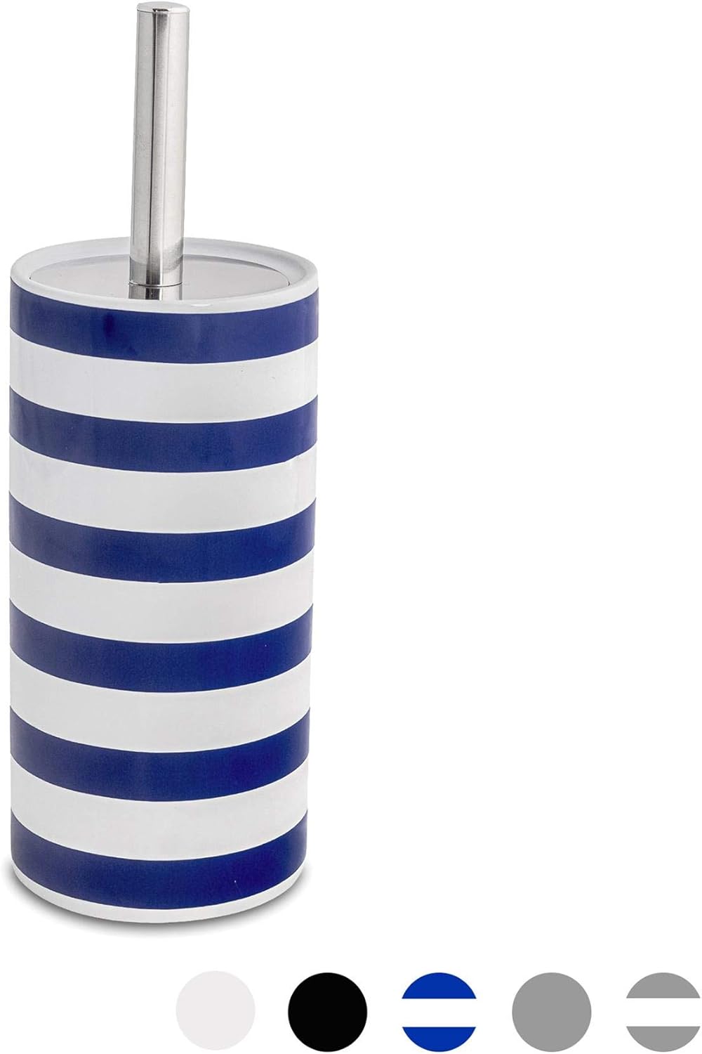 Harbour Housewares Bathroom Toilet Brush & Holder Set Blue/White