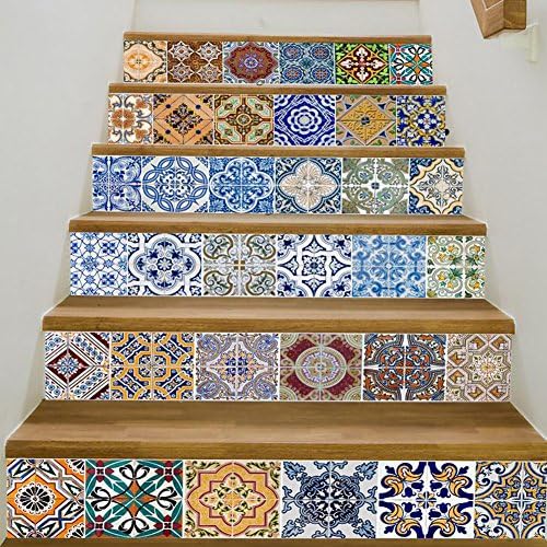 Creative Home Decor PVC Self-adhesive Waterproof 3D Colorful Stair Sticker Mural (Ceramic Tile patterns)