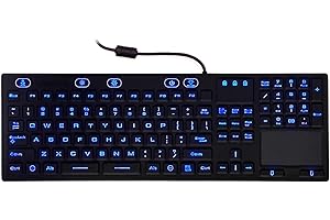 DSI Industrial Waterproof Full Size Backlit Disinfectant Keyboard with Touchpad IKB110BL Backlight Adjustable Key Disabling B