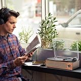 Trynnay Vinyl Record Player with 2 Built-in Speakers Bluetooth 3-Speed Tangerine view 8