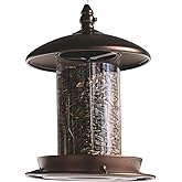 Metal Bird Feeder for Outside Hanging,Wild Bird Feeders for Cardinal, Large Roof and Tray - 6 Port