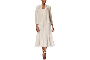 R&M Richards Womens Plus Chiffon Beaded Dress with Jacket