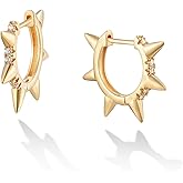 VACRONA Gold Spike Earrings Huggie Earrings for Women 14k Gold Plated Small Huggie Hoop Earrings Simple Lightweight Hoops Gift for Women