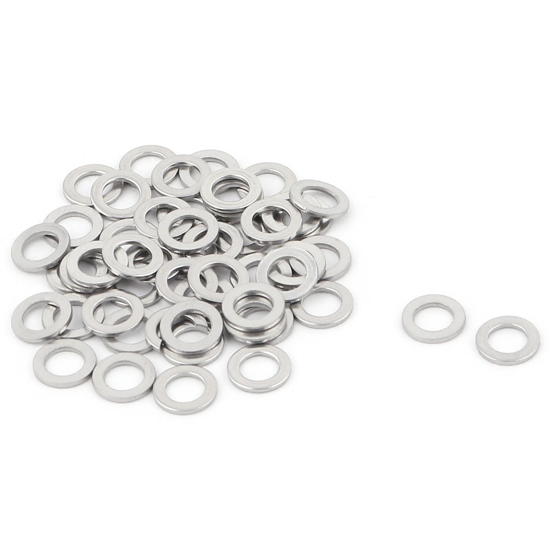 Sourcingmap 5.5mm Inner Dia Stainless Steel Flat Washers Screws Bolts Silver Tone 50 Pcs