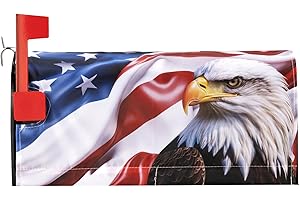 KIOYTLIK American Eagle Flag Welcome Magnetic Mailbox Cover，7.4 July Fourth Festival Courtyard Decoration 21" Lx 18" W Mailbox Cover Suitable for 19 "x6.5 Standard Mailbox