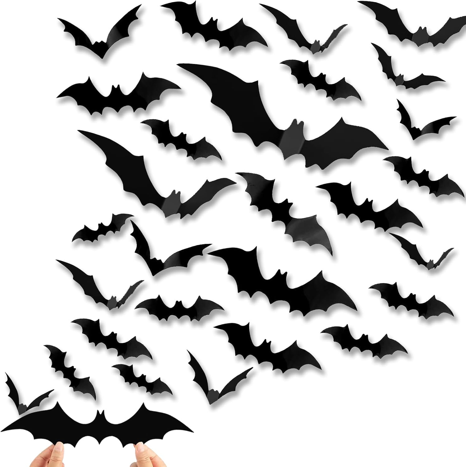 Window Treatments - Bats Wall Decor Halloween Decorations,4 Size 122 Pcs 3D Bat Halloween Decorations Indoor, Spooky Hallowen Decorations for Bedroom Outdoor Porch Window Classroom,Waterproof Black Scary Bats