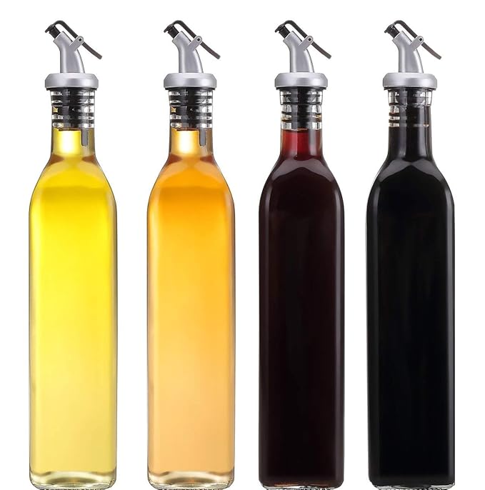 Essig und Öl Set Spender 17 Unzen Glas Öl Flasche Topf Lecksicher Olivenöl/Essig/Sauce Kännchen Spender, 4 Stück