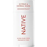 Native Deodorant | Natural Deodorant for Men, Aluminum Free with Baking Soda, Probiotics, Coconut Oil and Shea Butter | Citrus & Herbal Musk