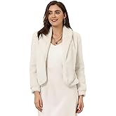 Allegra K Women's Fur Coat Fasion Winter Open Front Cropped Jacket Lapel Long Sleeve Fluffy Faux Fur Coat