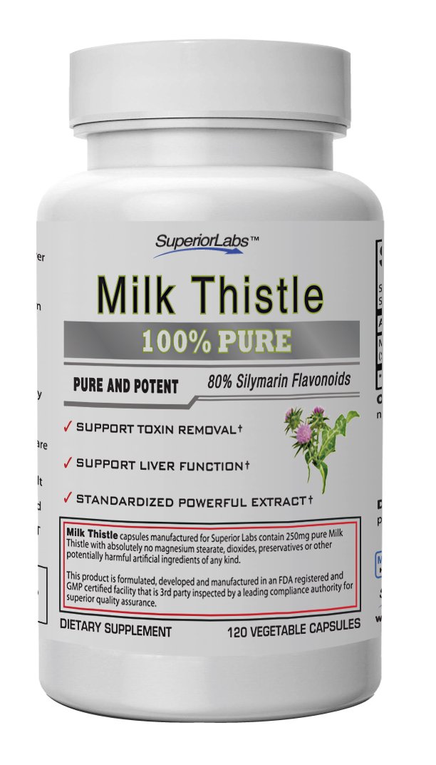 Superior Labs Milk Thistle NonGMO 80 Silymarin Flavonoids Powerful