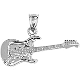 Claddagh Gold 925 Sterling Silver Music Charm Electric Guitar Pendant