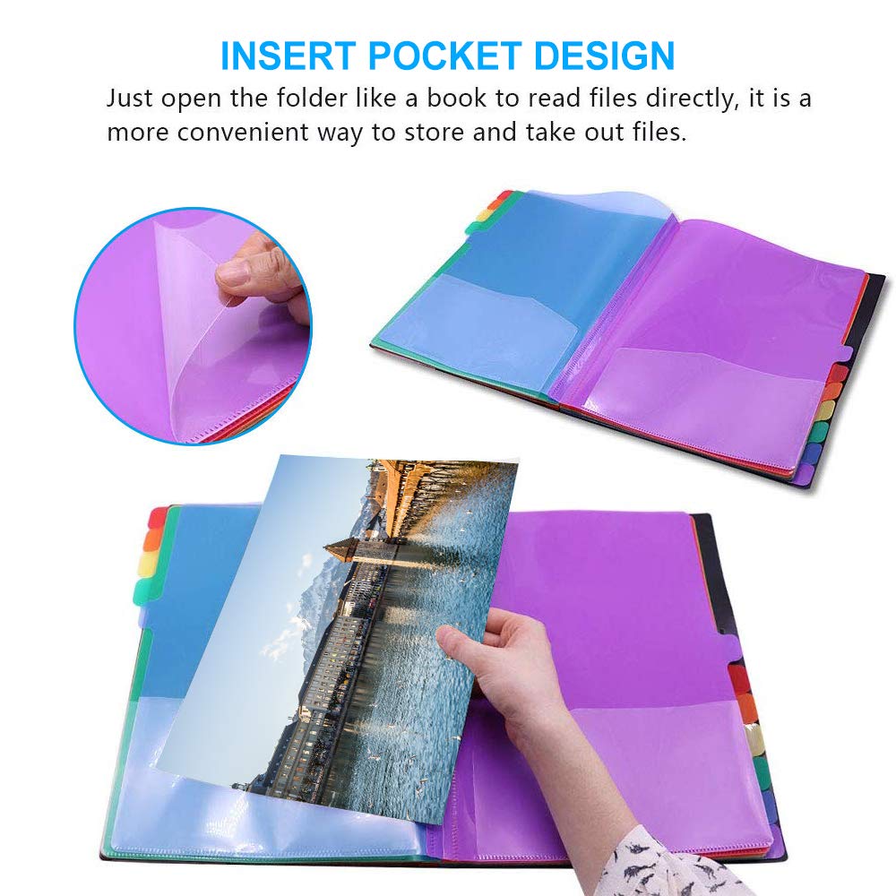 File Racks Expanding File Organiser with Lid A4 Plastic Document Wallet Folder for Home or Office Documents Folders with 12 Pages Colours Popper Wallet