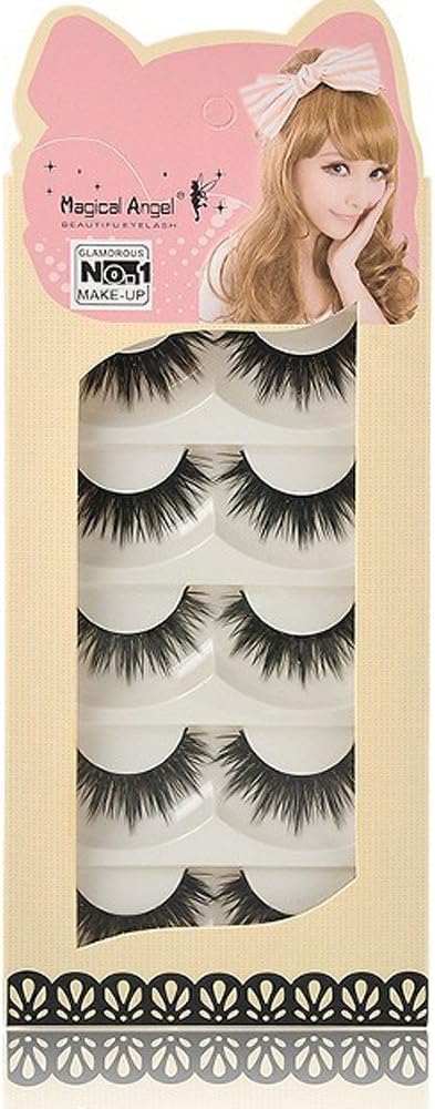 Fake Eye Lashes,Thick Long Cross Party False Eyelashes Black Band 5 Pairs by Fenleo
