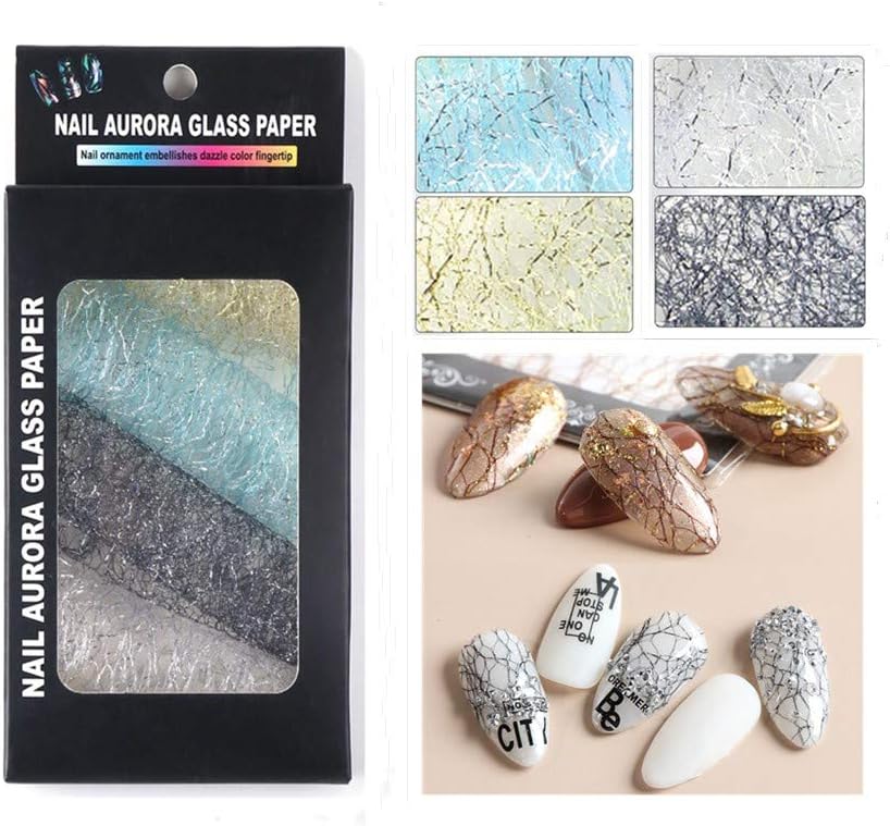 Valuu 3D Gold Silver Net Line Nail Decals Hollow Mesh Stickers DIY Manicure Net Strips Design Nail Art Decoration (B)