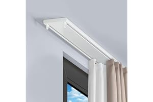 PHUSTJKL Double Curtain Track Ceiling Mounted, Heavy Duty Aluminum Track Set for Curtains, Silent Sliding Double Rail System for Drapes Living Room Bedroom Room Divider (White,1.3m(4.3ft))
