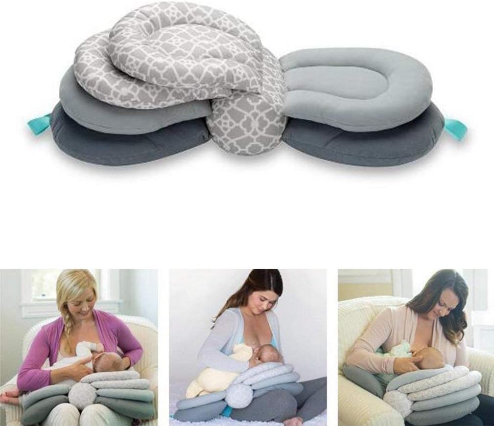 LWVAX® Portable Breast Feeding Pillow Maternity Pillow for New Born Baby Size : Length 70 cm x Height 17 cm x Width 26 cm (Grey)