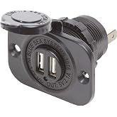 Blue Sea Systems 1016 Dual USB Charger Socket, 12/24v 2.1a, Black