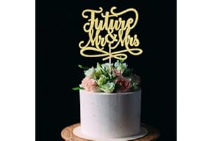 BEKATEREA Future Mr and Mrs Cake Topper,Glitter Bridal Shower Cake Pick Decorations- for Wedding Engagement Theme Party Decoration,Bachelor Party Decorations Supplies (gold)