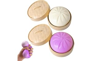 2PCS Dumpling Squeeze,Giant Dumpling Dumpling Box,Jumbo Bao Bun Slow Rising Squeeze Decompression Item with Steamer Box