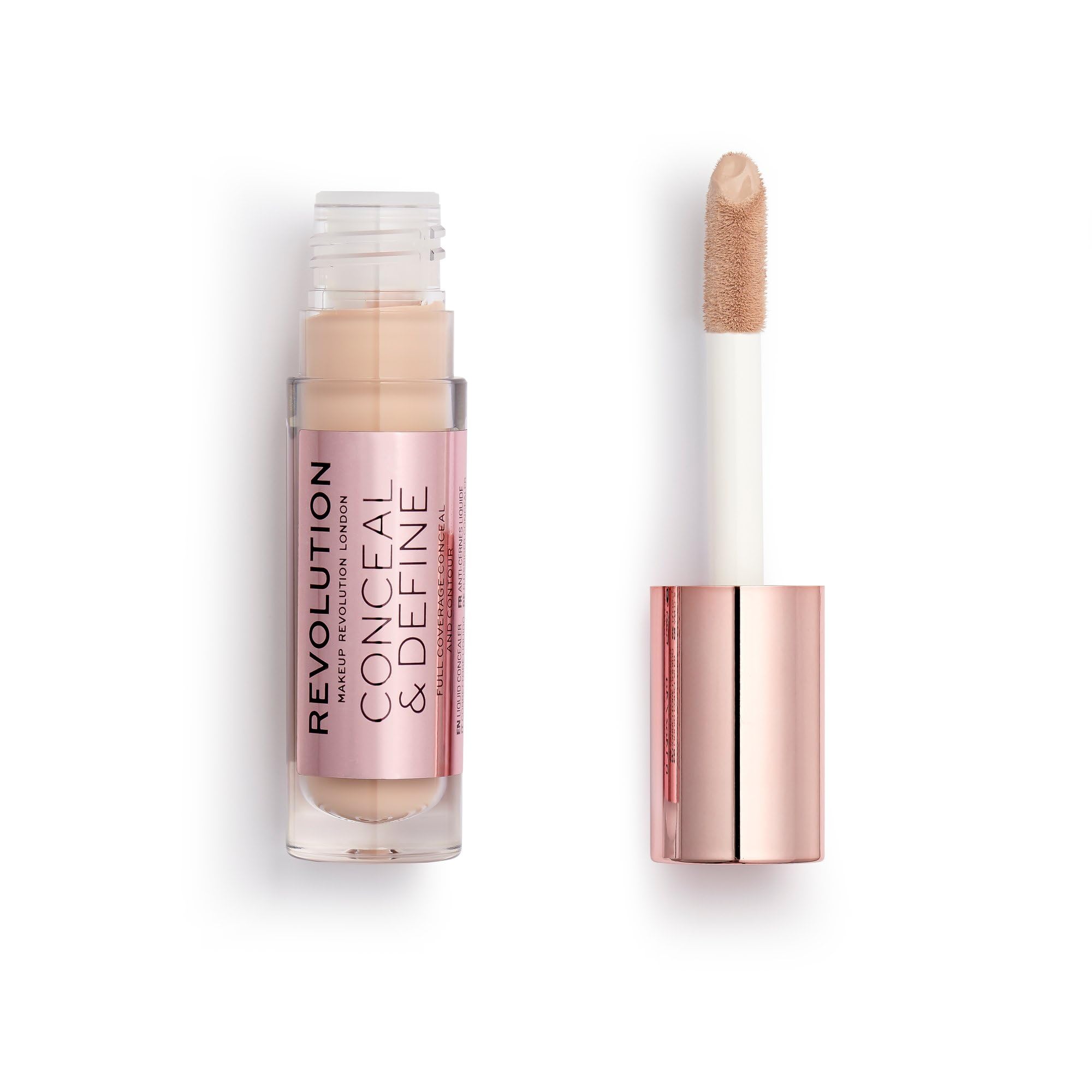 Revolution Beauty London Revolution, Conceal & Define Concealer, Full Coverage & Lightweight, Long-Lasting Matte Finish, Vegan & Cruelty Free, C3 Fair to Light Skin Tones, 0.14 oz