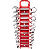 TEKTON Stubby Combination Wrench Set, 12-Piece | WRN01170 | (8 - 19 mm), Wrench Holder, Chrome Finish
