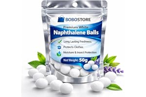 BOBOSTORE 3 Pack Naphthalene Balls, Long Lasting Freshness, Protects Clothes, Moisture & Insect Protection, 50g
