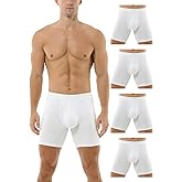 Hoerev Pack of 4,Men's Trunk Long Leg Underwear Comfortable and Breathable Boxers