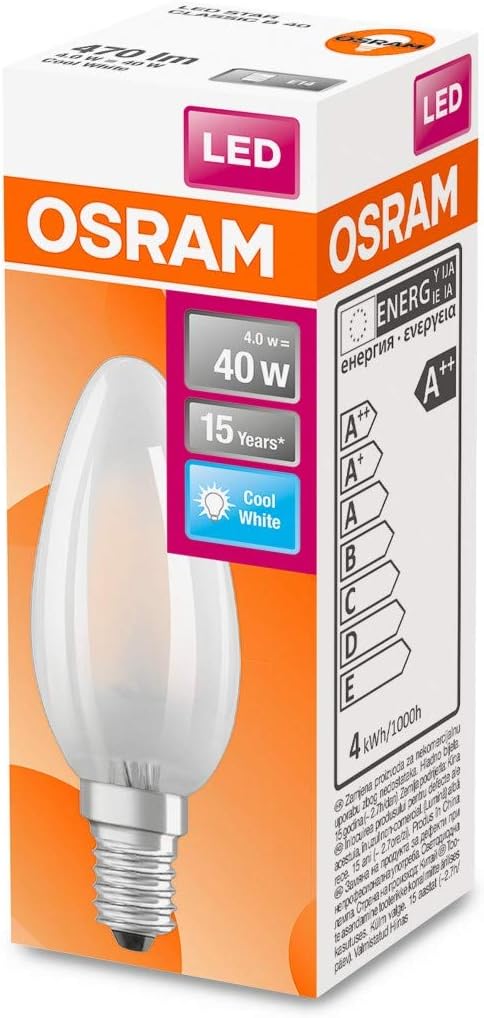 OSRAM LED Star Classic B 40 FS Cold White Filament Matt E14 Candle - Image 5