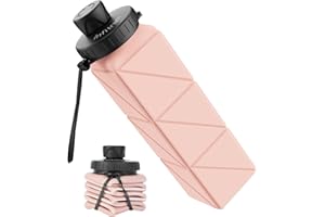 Infitran Collapsible Water Bottles, BPA-Free Leak-Proof Silicone Foldable Water Bottle Cup 20.6oz, Durable Lightweight Bottle for Gym Travel Camping Hiking Running Sport,Pink