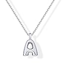 PAVOI Rhodium Plated Dainty Chunky Bubble Initial