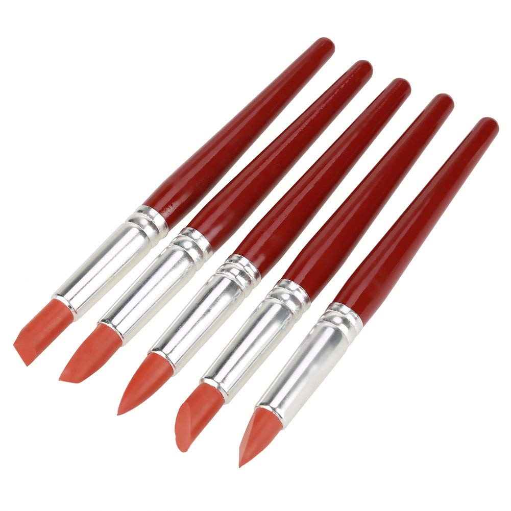 Hilitand Rubber Tip Paint, 5pcs Clay Shaping Modeling Wipe Out Tools, Large-Sized Rubber Tip Paint, for Sculpture Pottery Shaping Carving