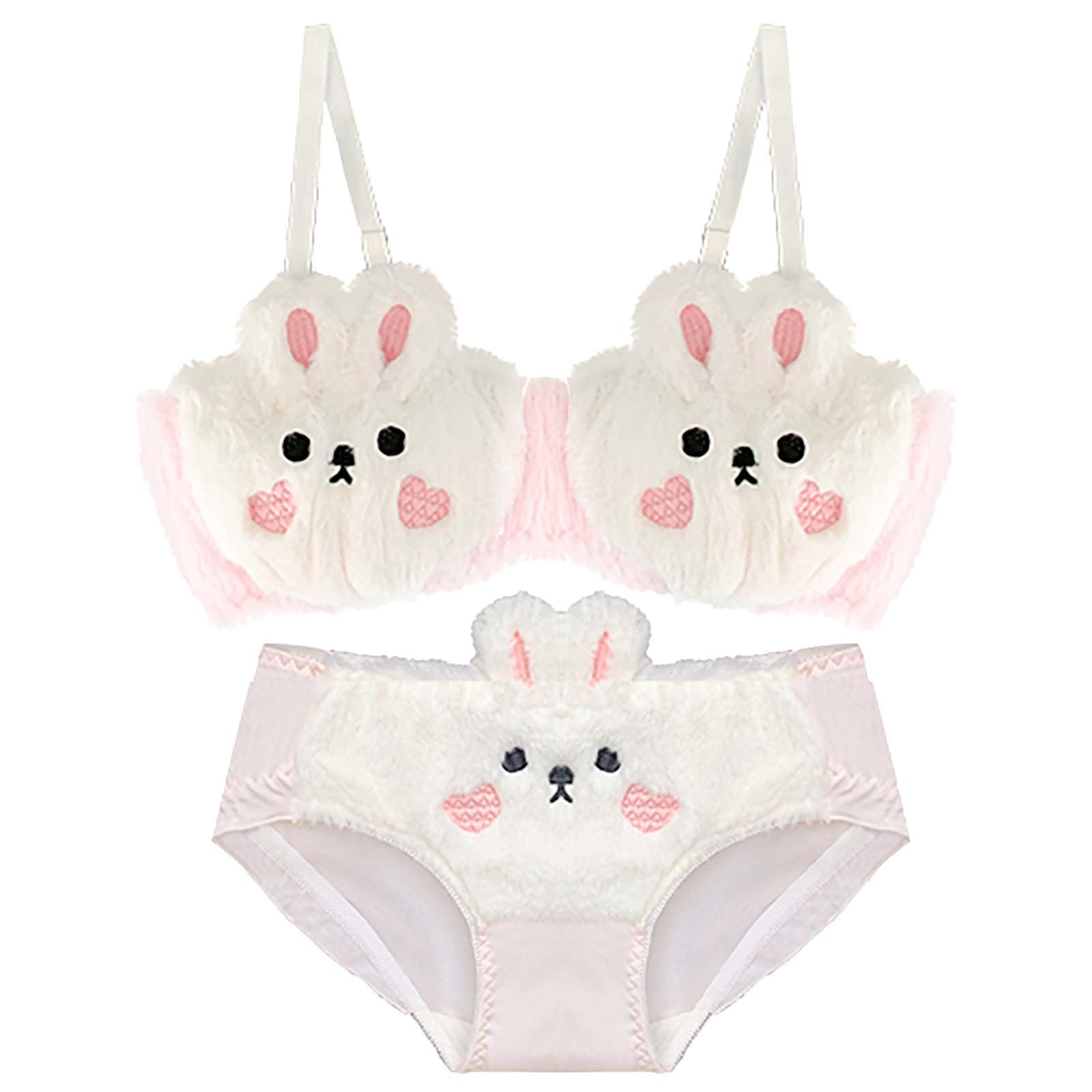 Womens 2pcs Bra Panty Set Bear Plush Bow Underwear  Produktbild-Vorschau 3