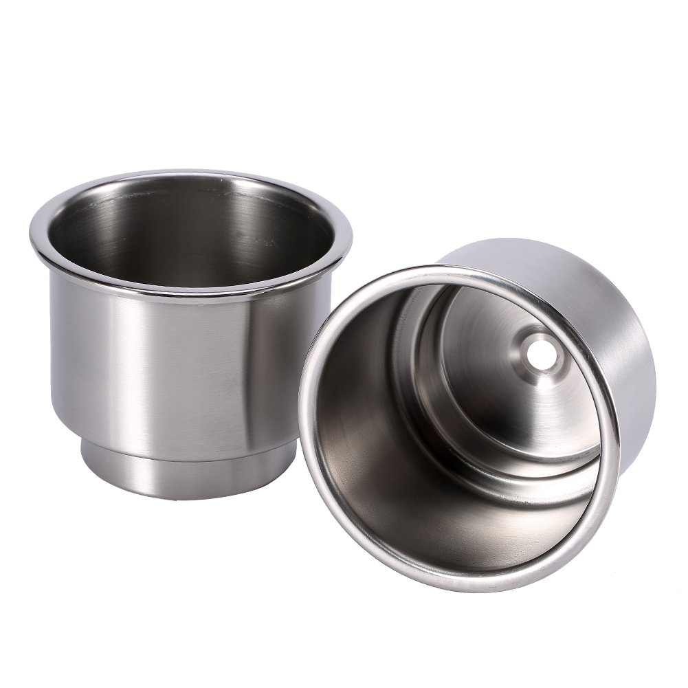 Metal Drink Holder, Universal Stainless Steel Drink Cup Holder Outdoor Drink Cup Bottle Can Holder with Insert Drain Hole for Marine RV Boat Yacht Car (4 Pcs) metal cup holders