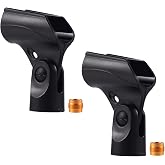 JTLAU Adjustable Microphone Holder &amp; Microphone Clip, Mic Clip for Microphone Stand, Fits Wired Handheld Microphones, Includes 5/8" Male to 3/8" Female Thread Adapter, 2 Pack
