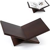 Honoson Open Display Wood Book Stand x Shaped Holder for Bible, Dark Walnut | 16 x 9 x 6 Inches, Large Holder for Reading, Cookbook Stand, Coffee Table Decor, Magazines, Art Textbooks, Recipe