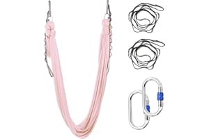 SKYPHAROS 5.5 Yards Aerial Silks Yoga Swing Set - Aerial Yoga Hammock Kit Anti-Gravity Flying for Fitness, Low/Non Stretch Nylon Tricot Fabric Hardware Included for Dance