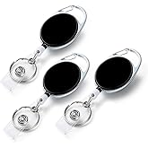 3 Pack Badge Reels - Double Sided Color Print Pattern Retractable Badge Holders with Retractable Keychain and Badge Clip, Durable Nylon Rope