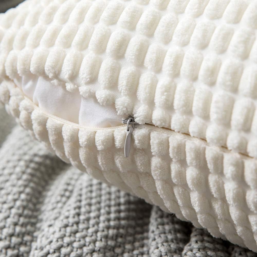 MIULEE Pack of 2 Christmas Decorative Throw Pillow Covers Soft Corduroy Solid Cushion Case Cream White Pillow Cases for Couch Sofa Bedroom Car 18 x 18 Inch 45 x 45 cm: Home & Kitchen