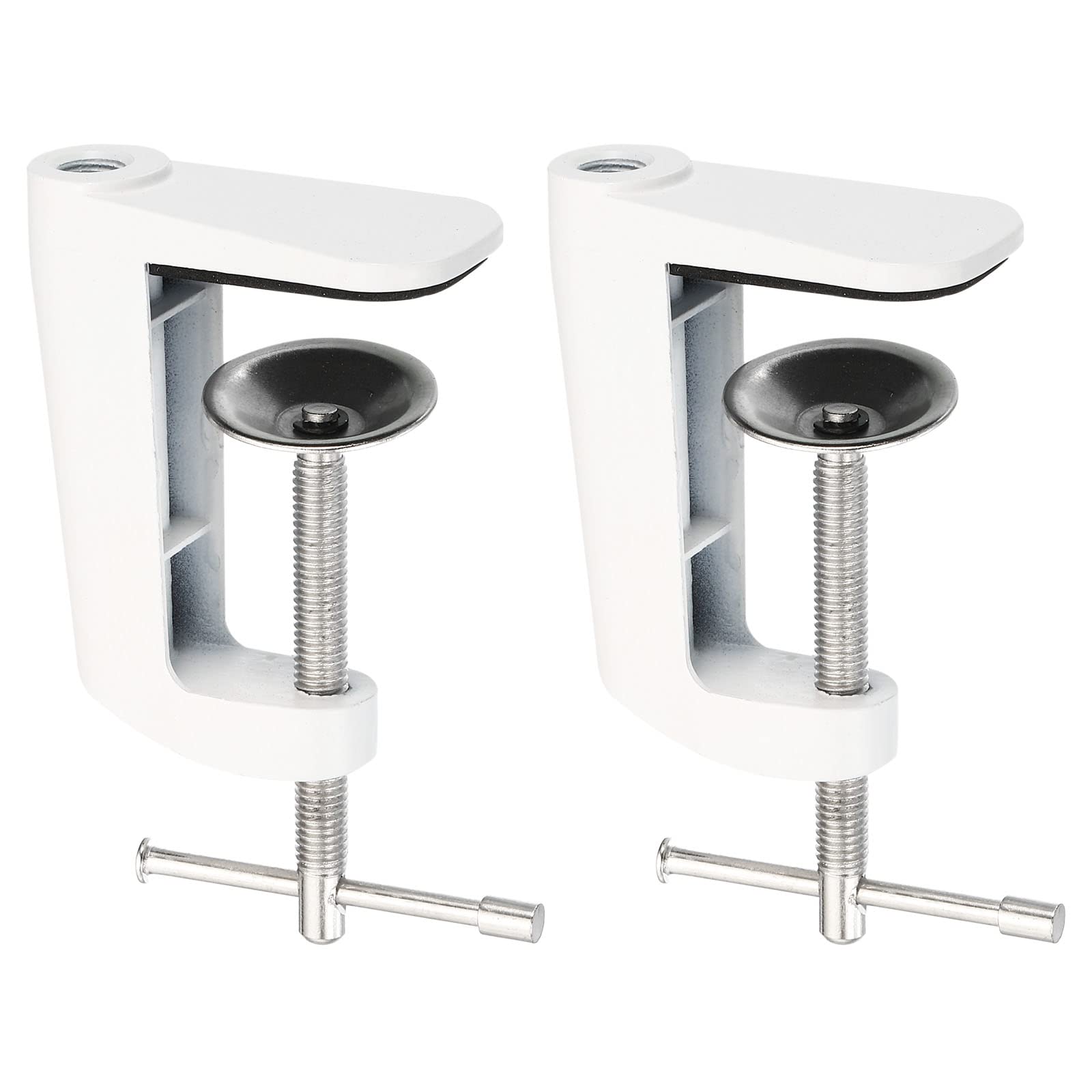 PATIKIL Adjustable Replacement Clamp for Lamps, 2 Pack Universal Adjustable C Shape Desk Table Mount Clamp for Microphone Arm Desk Lamps Stand, White