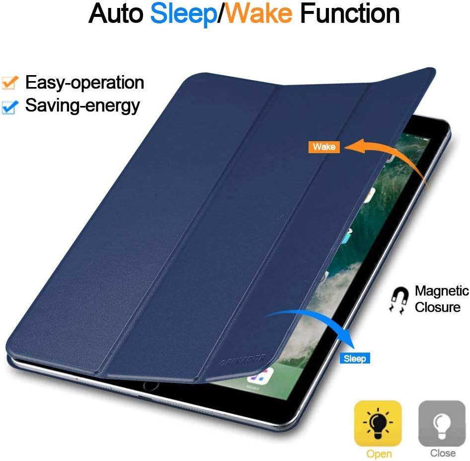 Pinador Ipad Pro 12.9 Magnetic Case, Professional Trifold Stand Cover with Auto Sleep/Wake. Supports Apple Pencil Charging. (Navy Blue)