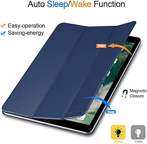 Pinador Ipad Pro 12.9 Magnetic Case, Professional Trifold Stand Cover with Auto Sleep/Wake. Supports Apple Pencil Charging. (Navy Blue)