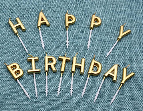 Unique Gold Birthday Letter Cake Candles - Funny Birthday Candles Letters - Birthday Candles, Happy Birthday Cake Candles for Adults/Kids - Thumbnail 2