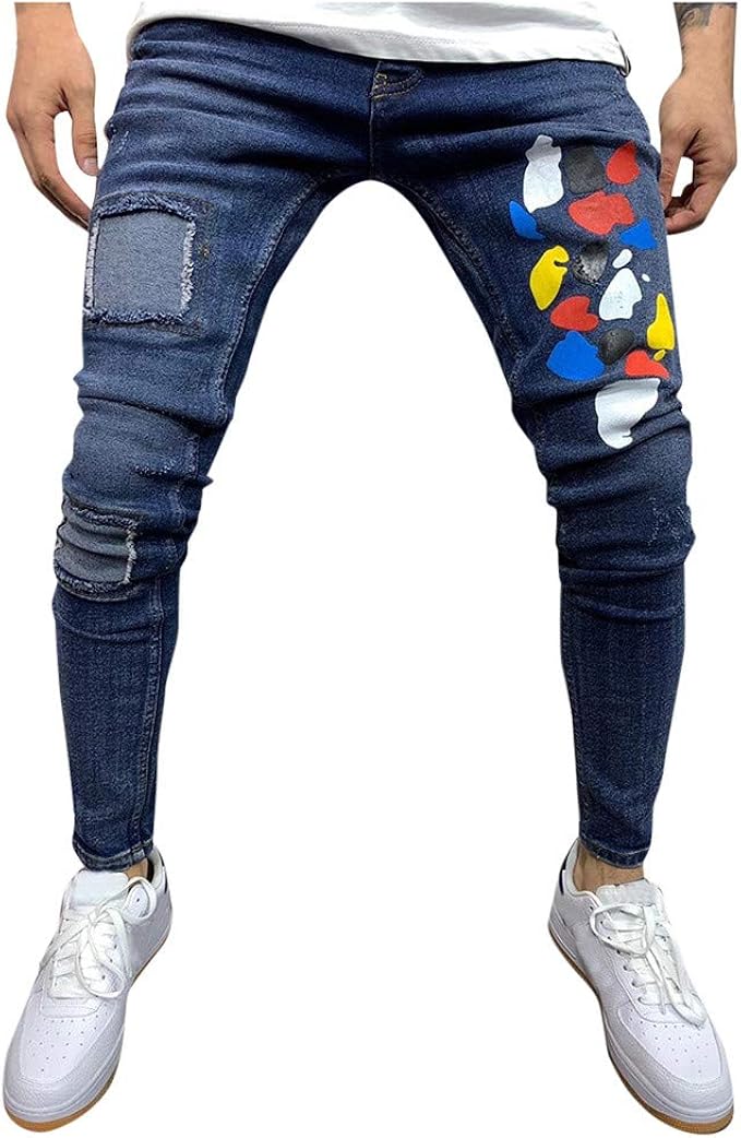 Amazon Co Jp Lucaso ダメージジーンズ メンズ デニム 韓国風 細身 オートバイ ストレート ボトムス 美脚 シルエット スキニーパンツ かっこいい ジーパン 人気 個性的 派手 おしゃれ カジュアル ロングパンツ きれいめ ストリート系 旅行 大きいサイズ 服