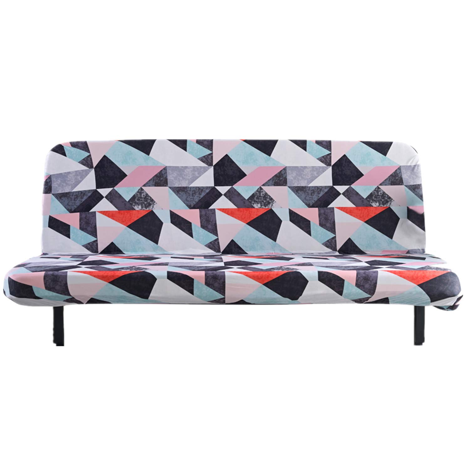 Mingfuxin Armless Sofa Bed Cover, Spandex Stretch Futon Slipcover Protector, Non-Slip Elastic Folding Couch Sofa Shield Fits for 2-3 Seater Folding Sofa Bed without Armrests(Printed #2704)